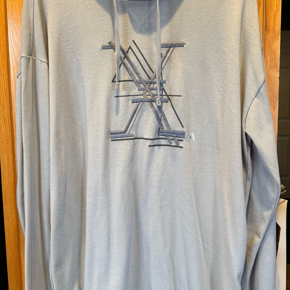 Express Men's Light Gray Pullover Hoodie with Monogram Stitch